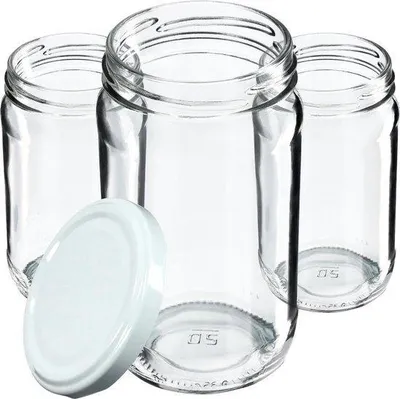 Immagine prodotto di Barattoli di vetro da 350 ml, 10 pezzi, bianchi con coperchio a vite