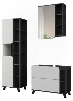 Obrázok produktu pre Súprava kúpeľňového nábytku Vicco Karen biely/antracitová 3 časti, Model 65833