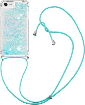 Produktbild von iPhone SE (2022/2020), iPhone 8 / 7 Hülle - Coverup Liquid Glitzer Back Cover mit Handykette - Hellblau