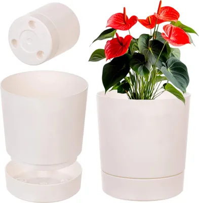 Image de KADAX Aura 145 Pot à plantes recyclé avec soucoupe - crème