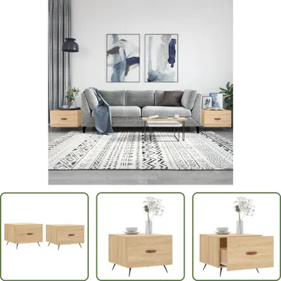 Produktbild von The Living Store Couchtische 2 Stk. Sonoma-Eiche 50x50x40 cm Holzwerkstoff