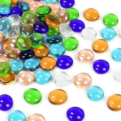 192 bunte Glassteine, Vasefüllsteine, Mosaiksteine, 6 Farben, 17-22 mm
