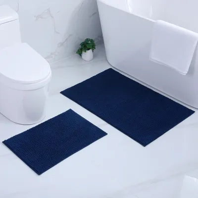 Productafbeelding van Chenille badmat set, bestaande uit 2 stuks, antislip en absorberend