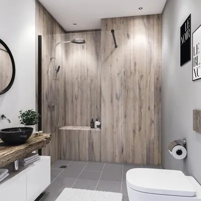 Produktbild von BREUER Duschrückwand Holzoptik Eiche Landhaus 210 x 100 cm 9482533000202