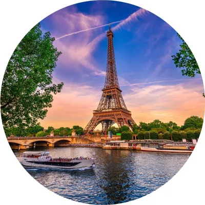 Produktbild von Sticker Kreis Eiffelturm PARIS Fluss Seine Bäume Stadt Panorama 3D Wandtattoo Aufkleber Büro Wohnzimmer 100 cm x 100 cm