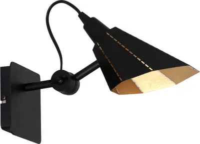 Obrázok produktu pre Nástenná lampa ZAMBIA čierna-mosadz-zlatá 1xE14x40W kov rozmery: 12x12x30 cm IP20 Aldex