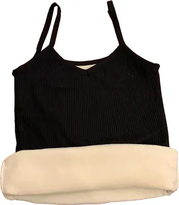 Produktbild von Thermo-Tanktop für Damen, Kälteschutz, mit verdicktem Fleece gefüttert, Spaghettiträger für den Winter, Herbst, Schwarz, freie Größe 37,5–62,5 kg/82,7–137,8 lb