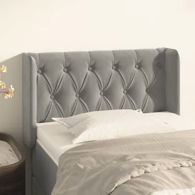 Produktbild von Kopfteil mit Ohren Hellgrau 83x16x78/88 cm Samt , Kopfteile Design 2024