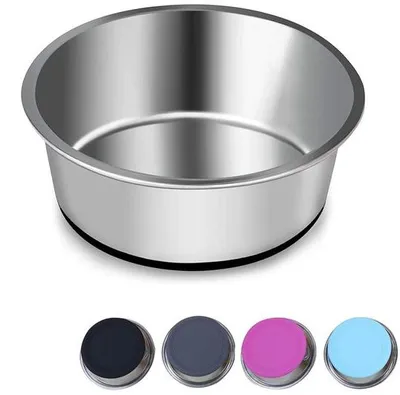 Obrázek produktu pro Misky na krmivo a vodu z nerezové oceli s protiskluzovým silikonovým dnem, krmivo pro psy a kočky, 14 cm