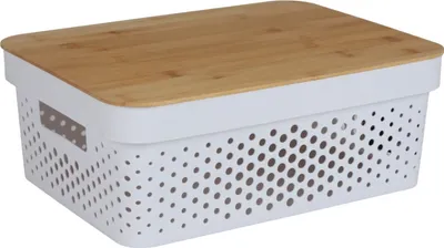 Image de Boîte de rangement avec couvercle en bambou, 11 L - Boîte de rangement polyvalente - Décoration