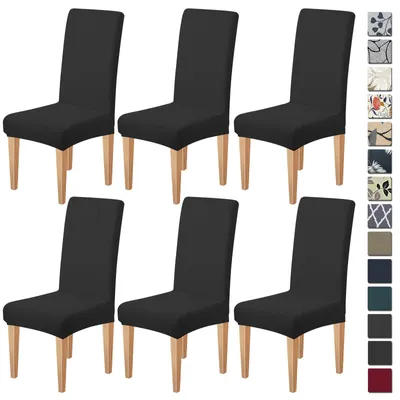 Image de Housses de chaise, lot de 6, housses élastiques pour chaises cantilever, housses amovibles et lavables pour cuisine, restaurant, hôtel, banquet, mariage (noir, 6 pièces)
