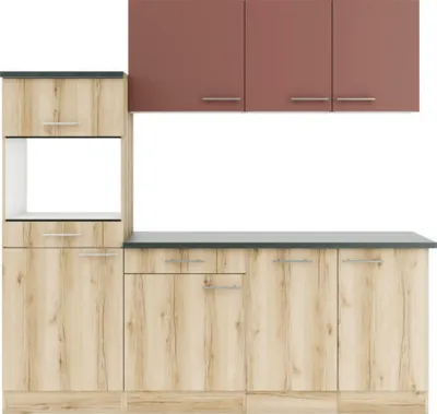 Produktbild von Optifit Küchenzeile ohne Geräte Bari407/Livorno290 210 cm rostrot wildeiche matt strukturiert zerlegt Variante reversibe