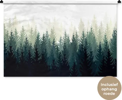 Produktbild von MuchoWow® Wandteppich Wandbehang Wald - Bäume - Illustration 150x100 cm Tapisserie Dekoration Wandtuch - Waschbar - Tapisserien - Wand-Decke