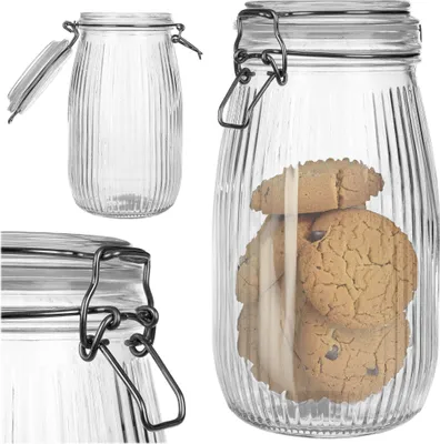 Produktbild von KADAX Glasbehälter 1450ml, 1 Stück, Vorratsglas aus Glas mit Bügelverschluss, großes Aufbewahrungsglas mit Deckel, Bügelglas zur Aufbewahrung, Keksglas
