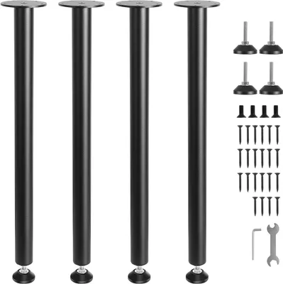 Obrázok produktu pre sada 4 stolových nôh Stolové podnože 711,2 mm vysoké 110 mm montážna doska Uhlíková oceľ matná čierna prášková farba Nosnosť 544 kg Ideálne pre kuchynské stoly Konzoly do obývačky Štúdiové stoly