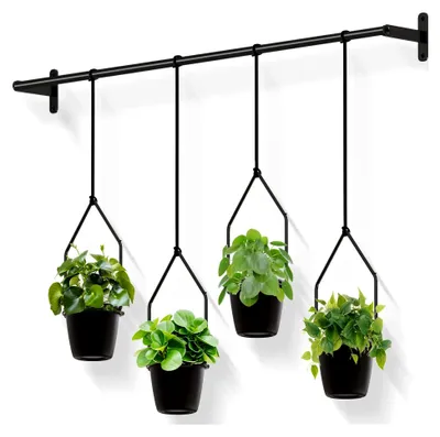 Produktbild von Hängeblumentopf, Blumenampel mit 4 Melamin-Pflanzgefäßen, Wandvase für Wand- und Deckenmontage, Moderne Hängende Blumenampel