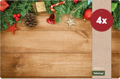 Produktbild von Abwaschbare Tischsets 4er Set Weihnachten Holz Deko