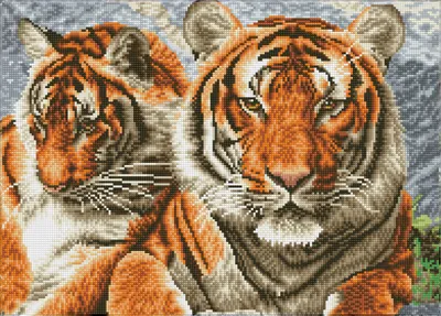 Produktbild von DIAMOND DOTZ® Squares Original Diamond Painting "Tigers“ 51,5 x 37 cm extra funkelnd ab 8 Jahren