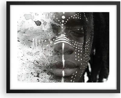 Produktbild von Gerahmtes Poster - Schwarzer Rahmen - Afrikanisch Autochthon Gesicht - 50x40 cm - Wand Bild - Wanddeko - Wandbilder - Kunstposter - Wandposter - Bilderrahmen - Bilder - Kunstdruck - P2BAA50x40-4788