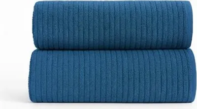 Immagine prodotto di Asciugamano, asciugamano in cotone, a righe, Madrit 70x140 blu
