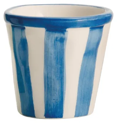 Immagine prodotto di Zafferano Set 6 Bicchierini Collezione Lido Righe Azzurro in Vetroceramica Artigianale Fatta a Mano a Civita Castellana Design Unico ed Elegante