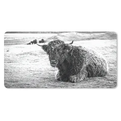 Produktbild von MuchoWow® Schreibtischunterlage Schottischer Highlander - Berg - Tiere 80x40 cm - XXL Mauspad - Gaming Mauspad