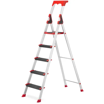 Zdjęcie produktu dla Drabina aluminiowa montażowa magazynowa profesjonalna HIGHER 5 stopniowa 150kg
