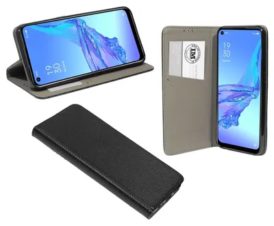 Immagine prodotto di Custodia a libro intelligente per OPPO A53 cover portafoglio telefono cellulare con funzione stand, slot per schede nero
