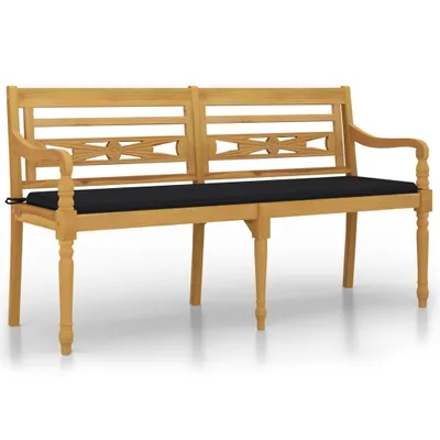Imagen del producto de Banco de jardín Batavia con cojines s, 150 cm, fabricado en madera de teca maciza