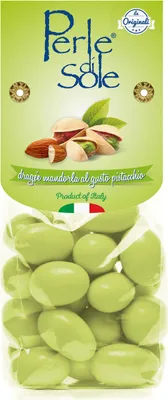 Obrázek produktu pro Perle di Sole mandlové dražé obalené pistáciovou čokoládou 150 g