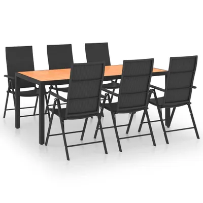 Produktbild von vidaXL 7-tlg. Garten-Essgruppe Schwarz und Braun