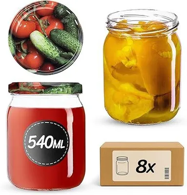 Produktbild von KADAX Einmachgläser mit Deckel "Senna", Marmeladengläser, Einweckgläser, 540 ml, Gemüse, 8 Stück