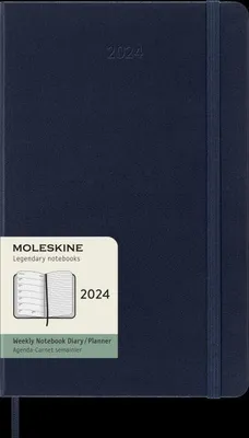 Zdjęcie produktu dla Moleskine 12-miesięczny kalendarz tygodniowy 2024, L/A5, 1 Wo = 1 strona, prawa strona w linie, twarda okładka, szafirowy