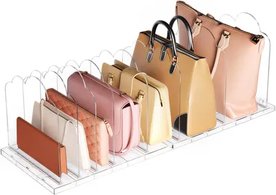 Productafbeelding van Verstelbare doorzichtige plankenverdelers - Set van 2 - Plastic tassen organizer - Handtas opberg organizer - Garderobe