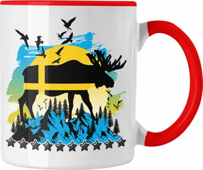 Produktbild von Trendation - Schweden Tasse Geschenk Urlaub Flagge Blau (Rot)