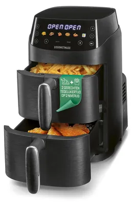 Obrázek produktu pro Vertikální fritéza s dvojitou komorou - objem 5 litrů - výkon 2000 wattů - černá barva - pro 2 osoby