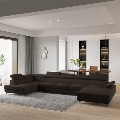 Produktbild von Masseno Ecksofa MONTIVA mit Schlaffunktion U-Form, Sofa mit Bettkasten, Wohnzimmersofa, Couch, Soffa, Bettsofa, Couchgarnitur- Braun, MONOLITH 29