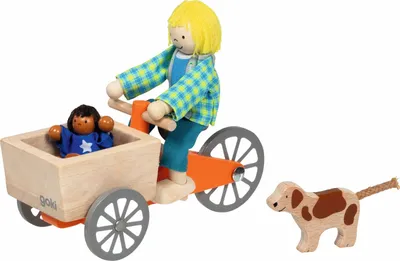 Produktbild von Lastenfahrrad mit 2 Biegepuppen und Hund