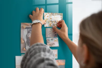 Produktbild von Magnetisch Tafel Magnettafel - Magnetpinnwand Memoboard - Notiztafel verschiedenen Designs - 90x60 cm - Farbe Meer
