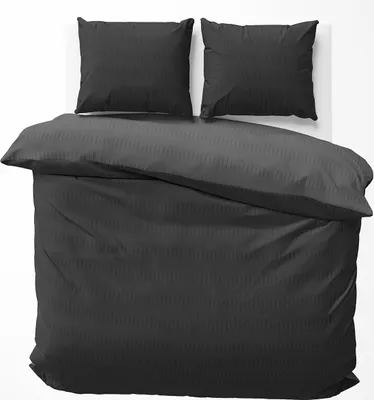 Produktbild von Seersucker Bettwäsche 200x220 cm Schwarz Anthrazit Wende Doubleface Mikrofaser Bettbezug 3 teilig