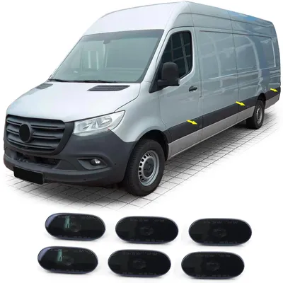 Productafbeelding van 6 LED-contouroverlichtingen, zwart, voor Mercedes Sprinter W906, VW Crafter 2E, modeljaren 2006-2016