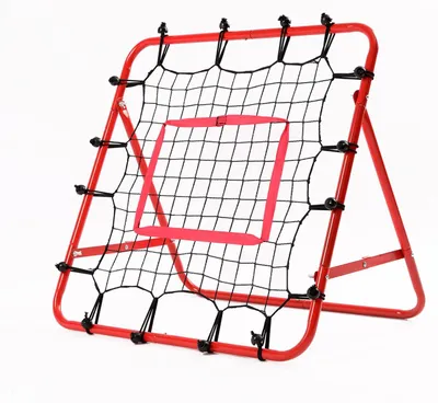 Zdjęcie produktu dla Piłkarska siatka treningowa rebounder 62 cm x 62 cm, czerwona, regulowana rama, dla dzieci