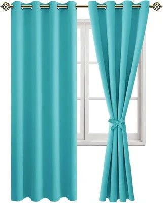 Produktbild von Verdunkelungsrollos – mit Ösen – für Schlafzimmer oder Wohnzimmer – türkis – 2 Stück – 245 x 140 cm (Höhe x Breite)