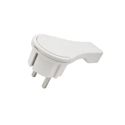 Produktbild von Schutzkontakt Winkelstecker weiss extraflach mit Bügel