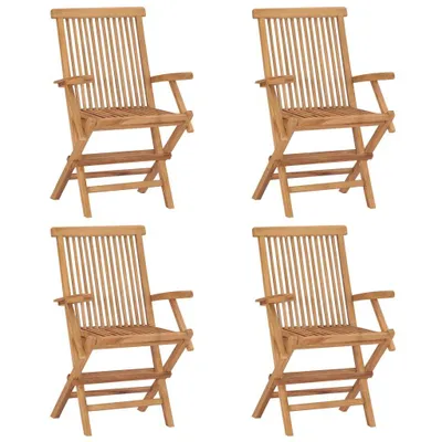 Produktbild von Gartenstühle mit Cremeweißen Kissen 4 Stk. Massivholz Teak , Gartenstühle Design 2024