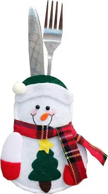 Obrázok produktu pre Držiak na príbor - Vianoce - Otec Vianoc - Vianočný stromček - Vianoce - Xmas - 2 kusy - Snehuliak vianočný stromček
