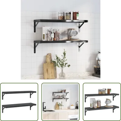 Obrázek produktu pro The Living Store Nástěnné police 2 ks. 75x23,5 cm černá nerezová ocel