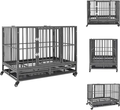 Produktbild von vidaXL Hundekäfig mit Rollen Stahl 92x62x76 cm -  Transportboxen & -taschen