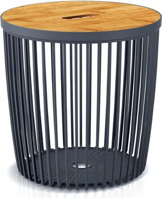 Produktbild von Clubo Beistelltisch mit Stauraum Korbfunktion Wohnzimmer Tisch Sofatisch Drahtkorb Modern Anthrazit (35L)