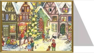 Produktbild von Weihnachtskarte Stadtmotiv mit Baum – festlich illustriert